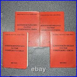 USSR PARTY ID, CARD, Set Of 4 Communist Party of the Soviet Union