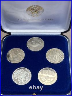 USSR Proof Coin Set 5 Coins in Original Box Soviet Union Mint Collection