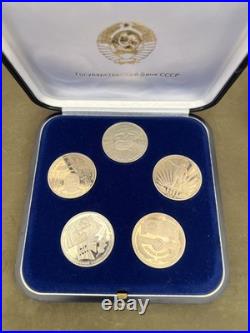 USSR Proof Coin Set 5 Coins in Original Box Soviet Union Mint Collection