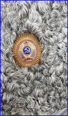 USSR/Soviet Union Papacha Russia fur Hat Grey Upper Fabric (K)