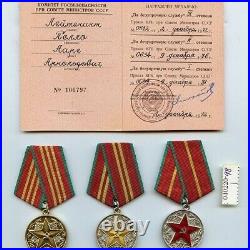 USSR Soviet Union set of 3 medals+doc for estonian man KGB rare