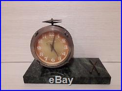 USSR Vintage Collectible Lightning Drum Shelf Crystal Mantel Clock Soviet Union