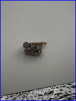 USSR Vintage Rose Gold Earring with 0.60 ct Diamonds 14K 583 Soviet Union