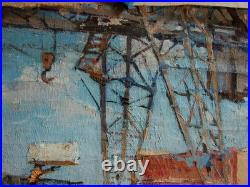 Ukrainian Soviet Oil Painting impressionism socrealism industrial worker figures