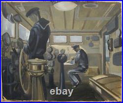 Ukrainian Soviet USSR Oil Painting realism film movie captain cabin Ship sailor
