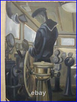Ukrainian Soviet USSR Oil Painting realism film movie captain cabin Ship sailor