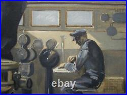 Ukrainian Soviet USSR Oil Painting realism film movie captain cabin Ship sailor