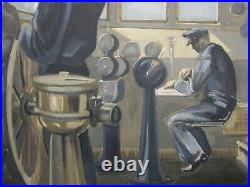 Ukrainian Soviet USSR Oil Painting realism film movie captain cabin Ship sailor