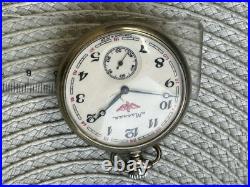 VINTAGE Molniya Pocket Watch Mechanical Leather Case Soviet Ship Russian USSR