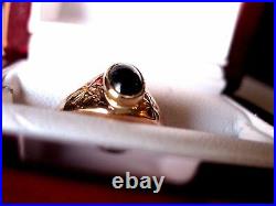 VINTAGE RUSSIAN 583 ROSE GOLD RING with FINE NATURAL GREEN TOURMALINE
