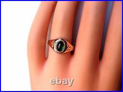 VINTAGE RUSSIAN 583 ROSE GOLD RING with FINE NATURAL GREEN TOURMALINE