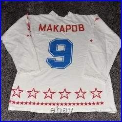 VINTAGE USSR SOVIET UNION MAKAPOB #9 HOCKEY JERSEY Shirt Rare Fan Giveaway L