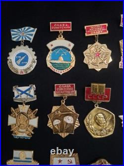 VINTAGE USSR SOVIET UNION RUSSIAN Military Sports Government Pin Badge Lot Of 63