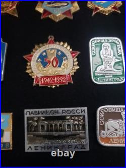 VINTAGE USSR SOVIET UNION RUSSIAN Military Sports Government Pin Badge Lot Of 63