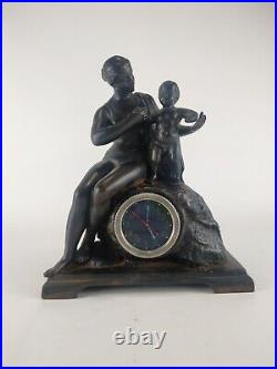 VTG ANTIQUE. Woman with Child Table Clock KASTLI SSSR Cast iron 1930s