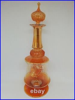 VTG Antique Soviet USSR Russian Glass Set Decanter Carafe Vodka Shot 6 Cups 60's