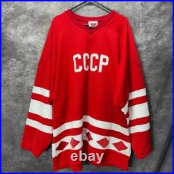 VTG K1 Sportswear CCCP Russia Soviet Union Hockey Jersey XL Red White Stitched
