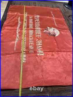 VTG USSR Soviet Union Lenin Socialist Propaganda Red Banner Flag Double Sided