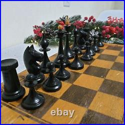 Very rare vintage wooden Soviet chess of the 60s, wooden chess with a board, Rus