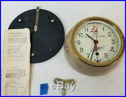 Vintag LG USSR CCCP Soviet Union Cast Iron Submarine Wall Clock Hammer Sickle 17