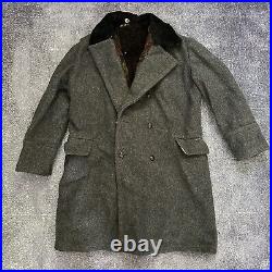 Vintage 1940's WWII Soviet Union USSR Wool Buffalo Fur Lined Field Coat Jacket