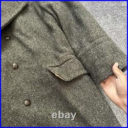 Vintage 1940's WWII Soviet Union USSR Wool Buffalo Fur Lined Field Coat Jacket