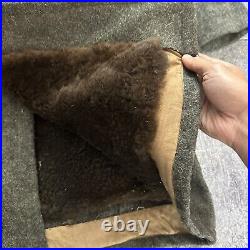 Vintage 1940's WWII Soviet Union USSR Wool Buffalo Fur Lined Field Coat Jacket