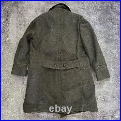 Vintage 1940's WWII Soviet Union USSR Wool Buffalo Fur Lined Field Coat Jacket