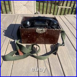 Vintage 1953 Soviet Union TAI-43-P Military Field PHONE in Bakelite box USSR
