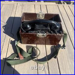 Vintage 1953 Soviet Union TAI-43-P Military Field PHONE in Bakelite box USSR