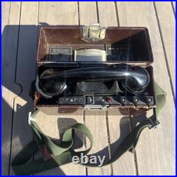 Vintage 1953 Soviet Union TAI-43-P Military Field PHONE in Bakelite box USSR