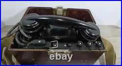 Vintage 1955 Soviet Union TAI-43 Military Field PHONE in Bakelite box USSR