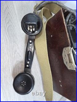 Vintage 1955 Soviet Union TAI-43 Military Field PHONE in Bakelite box USSR