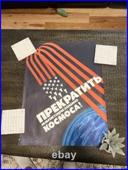 Vintage 1984 Original Soviet Stop Militarization Of Space Poster 20.5 x 15.25