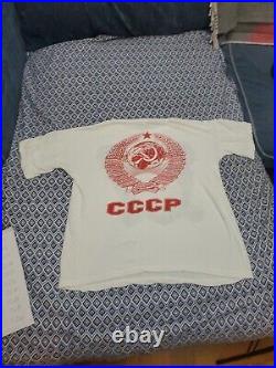 Vintage 70's CCCP Soviet Union Russia USSR Double Sided Graphic tee Shirt L