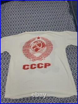 Vintage 70's CCCP Soviet Union Russia USSR Double Sided Graphic tee Shirt L