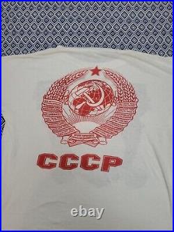 Vintage 70's CCCP Soviet Union Russia USSR Double Sided Graphic tee Shirt L