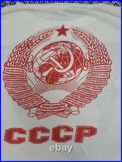 Vintage 70's CCCP Soviet Union Russia USSR Double Sided Graphic tee Shirt L