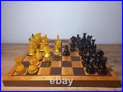 Vintage Ambroid Amber Chess Set 1980 Soviet Union USSR Rare
