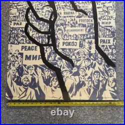 Vintage COLD WAR Poster Soviet Union, USA 1988 Original USSR Russia Flags