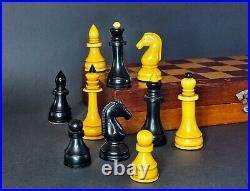 Vintage Chess Set 1970 USSR tournament Folding Board 30x30 Gift For Chess Player