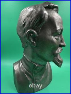Vintage Communism FELIX DZERZHINSKY Metal Bust Statue Soviet Union USSR Signed