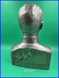 Vintage Communism FELIX DZERZHINSKY Metal Bust Statue Soviet Union USSR Signed