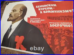 Vintage Communism Original Poster Lenin USSR Soviet Union Art