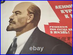 Vintage Communism Original Poster Lenin USSR Soviet Union Art