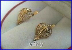 Vintage Earrings Rose Gold 585 14K Star Stamp Soviet Union Russian USSR