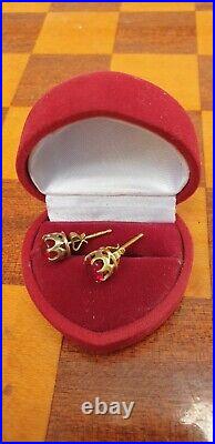 Vintage Earrings Silver 875 Goldplated Pink stones Soviet Union USSR Original