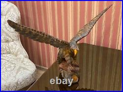 Vintage Hand Carved Soviet Union BIG WOODEN EAGLE USSR Old Statue, 1970