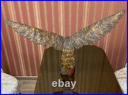 Vintage Hand Carved Soviet Union BIG WOODEN EAGLE USSR Old Statue, 1970