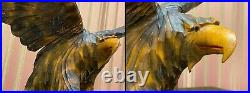 Vintage Hand Carved Soviet Union BIG WOODEN EAGLE USSR Old Statue, 1970